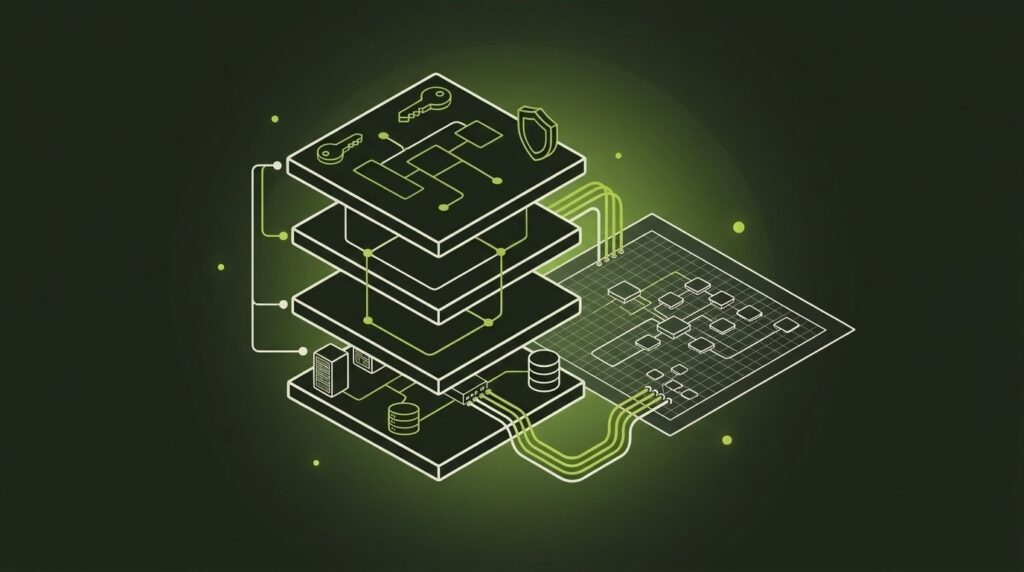 IT-Strategie & IT-Architektur - IT-Illustration im Line-Art-Stil