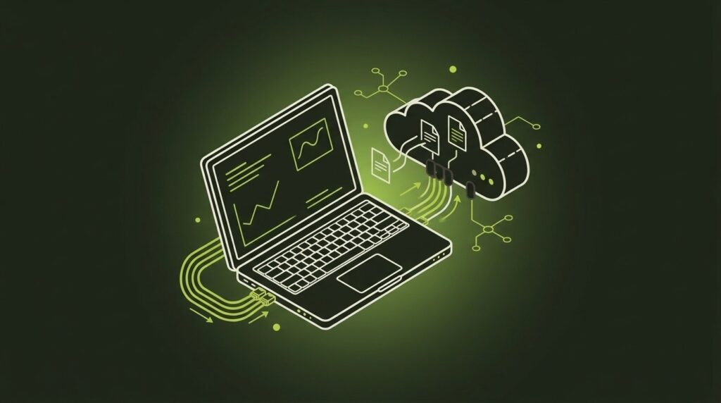 DATEV Unternehmen online - IT-Illustration im Line-Art-Stil