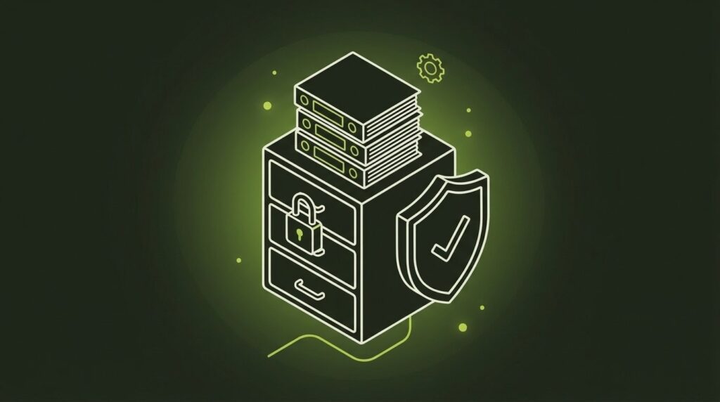 IT-Security & Datenschutz für Kanzleien - IT-Illustration im Line-Art-Stil