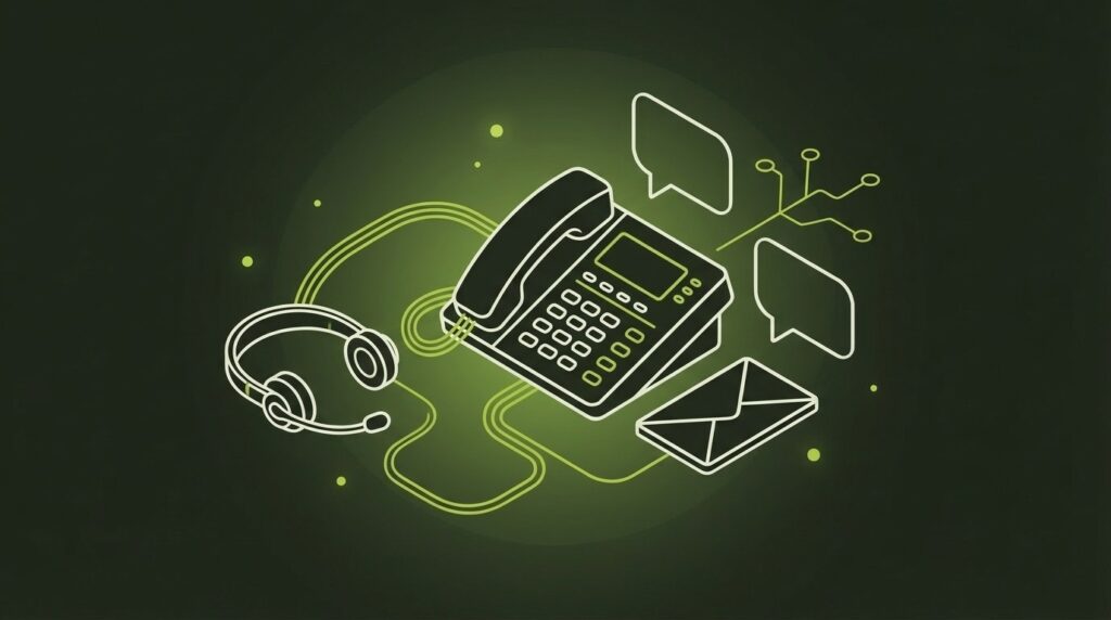 Telefonie & Kommunikation - IT-Illustration im Line-Art-Stil