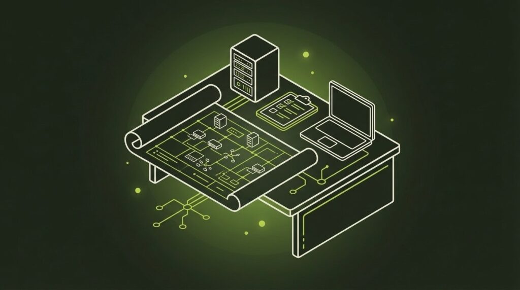Konzept & IT-Planung - IT-Illustration im Line-Art-Stil