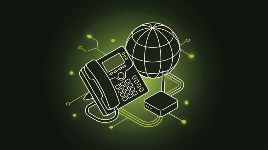 VoIP und Rufnummernmanagement: Tischtelefon mit Globus
